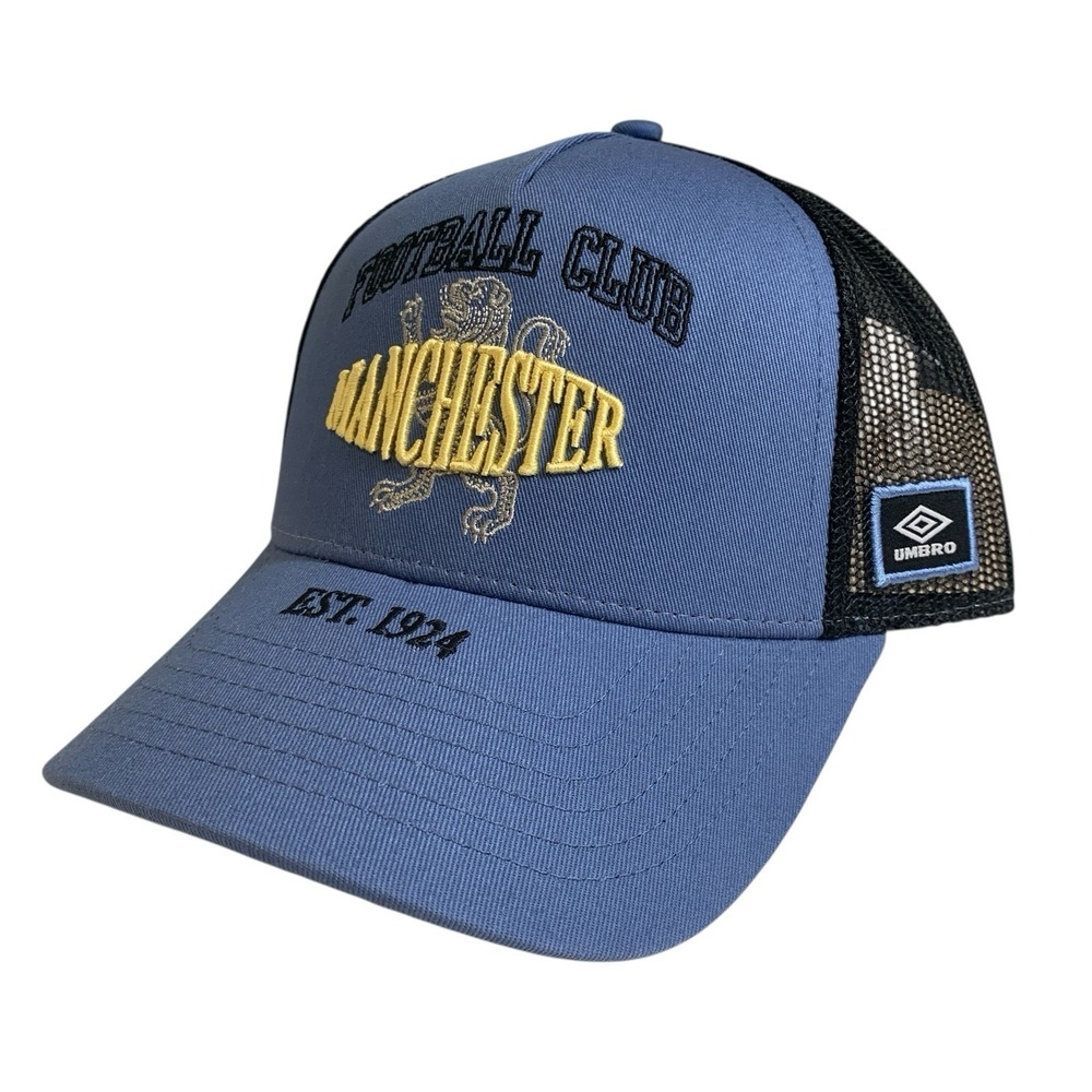 Umbro Manchester Football Club Black Blue Snapback Adjustable Trucker Hat OSFM